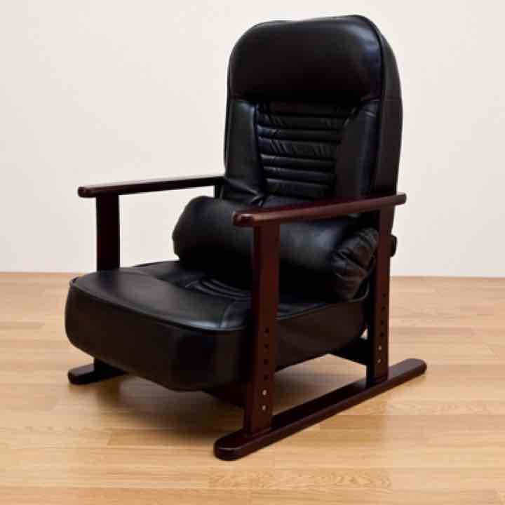 しっとりレザー高座椅子　BK/WH