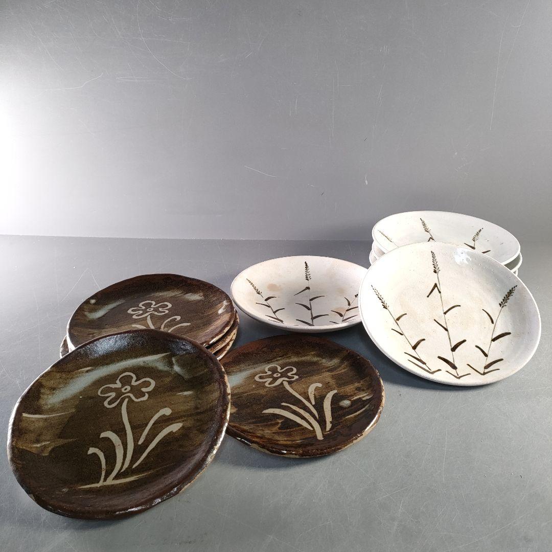 A1313-1/虎渓山 水月窯/花唐草文銘々皿10客/飾皿/菓子皿/懐石道具/