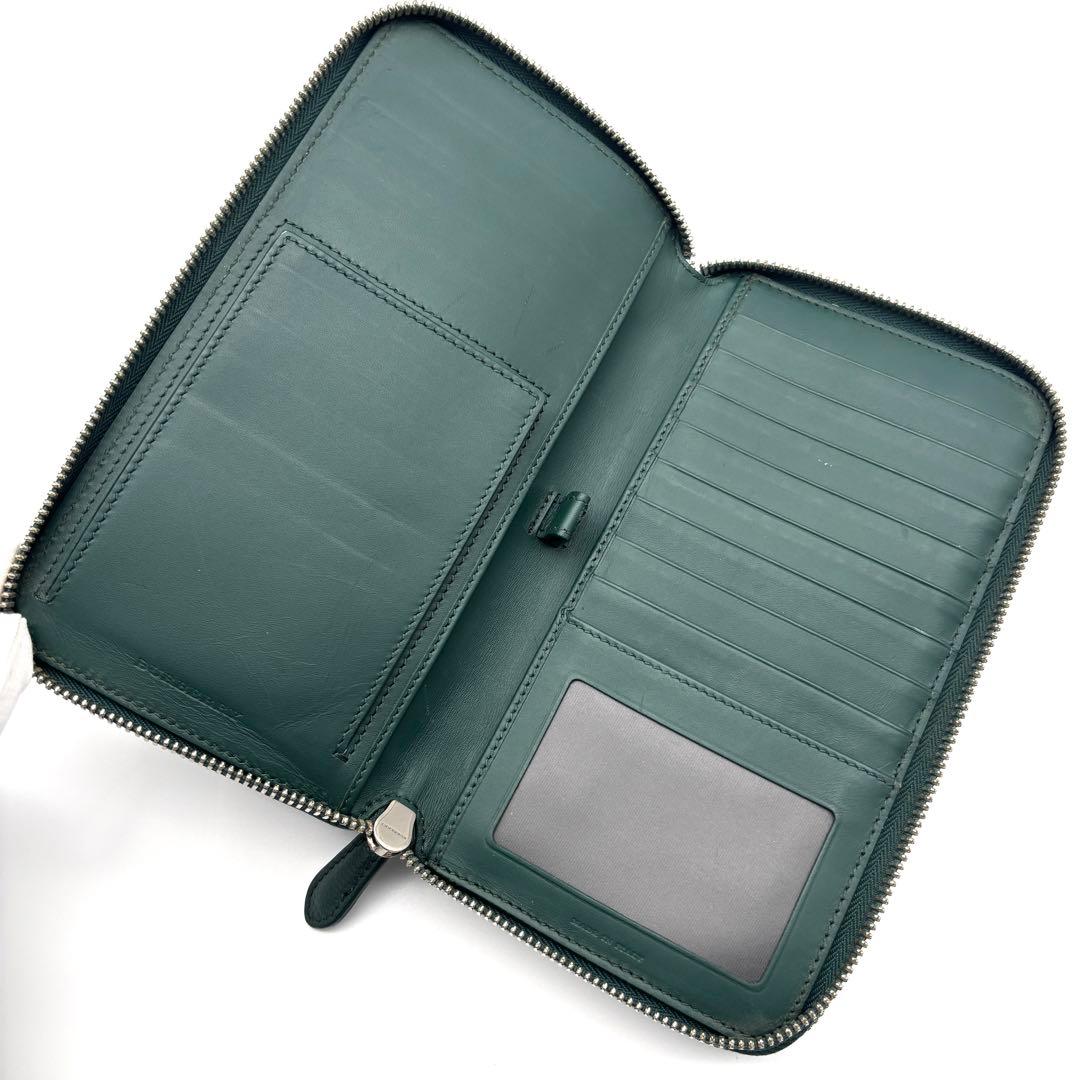 正規品 バーバリー 長財布 オーガナイザー セカンドバッグ レザー グリーン