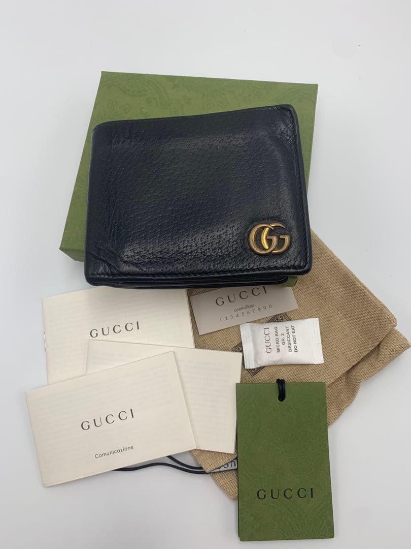 グッチ　二つ折り財布　小銭入れ　ケース　マーモント　ブラック P55