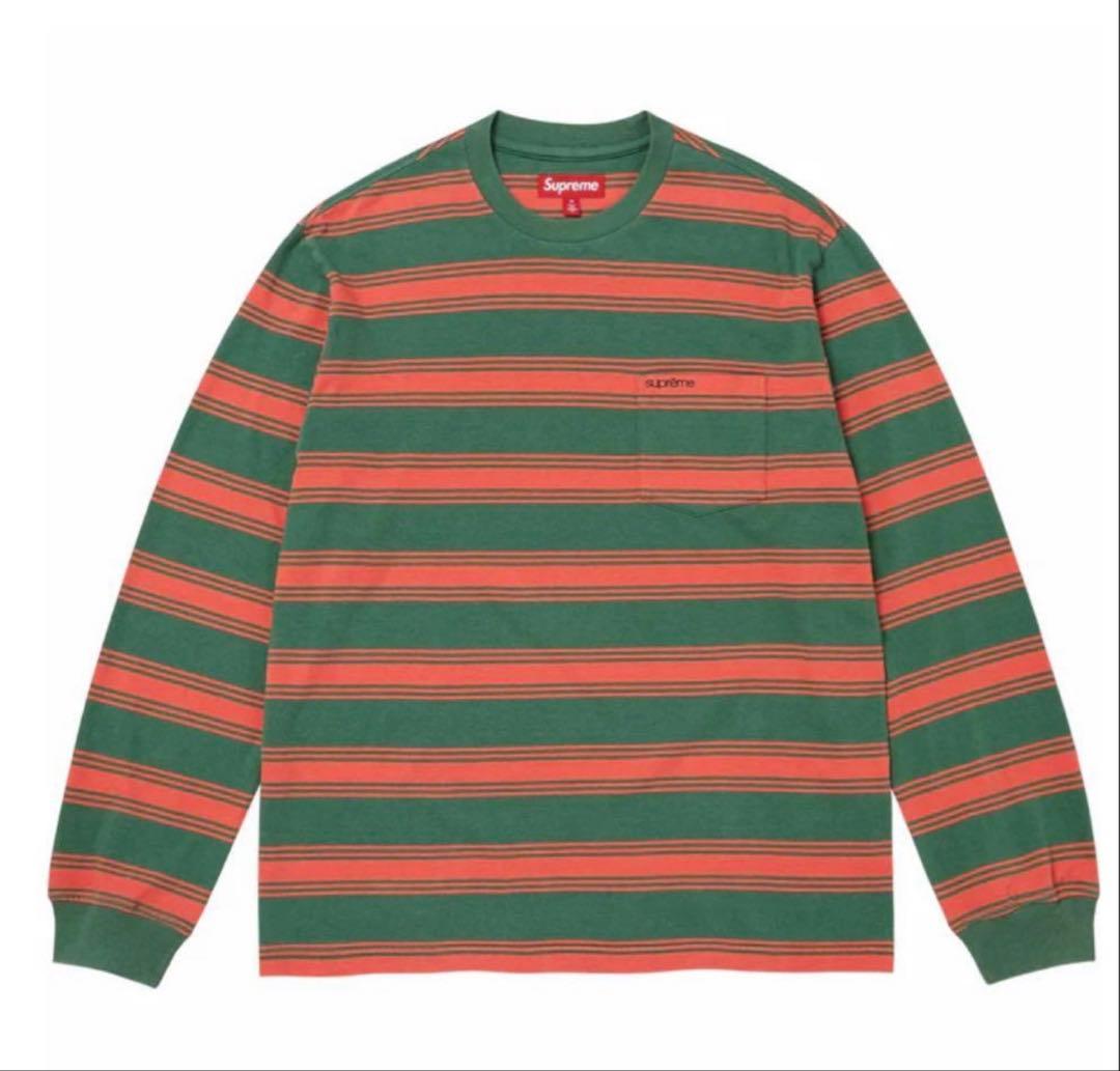 トップス M Supreme Stripe Pocket L/S Top Green
