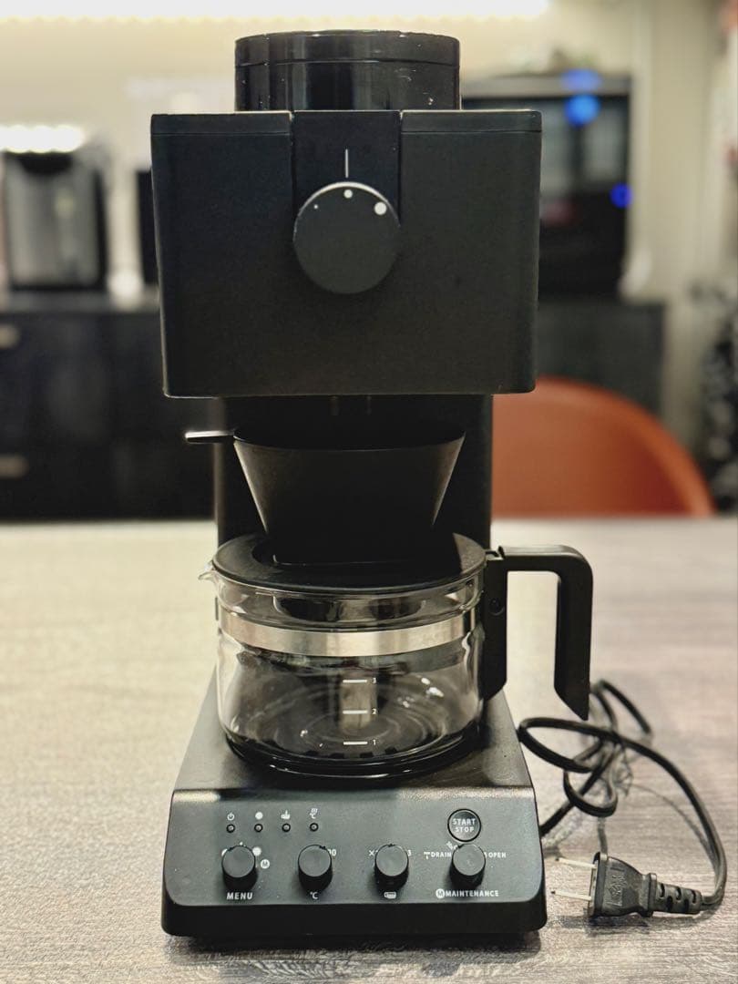 ツインバード コーヒーメーカー 全自動 豆から 3杯用 湯温調節ブラック