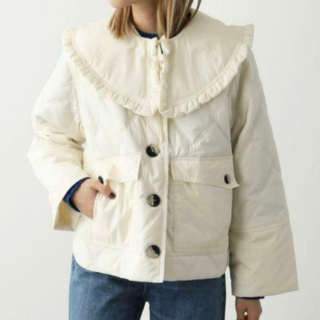 GANNI ビッグカラージャケット キルティング ホワイト 38サイズ