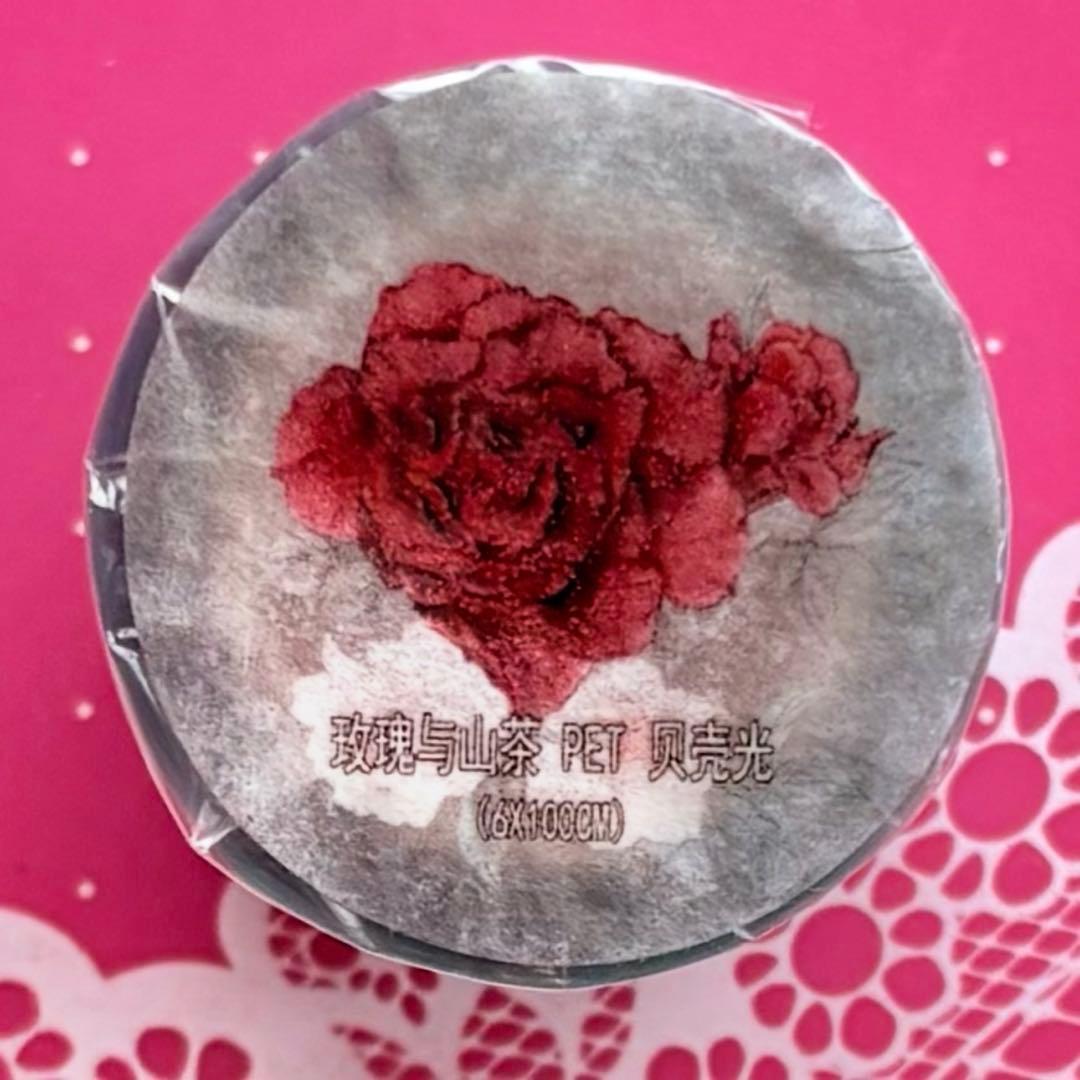 贝壳光 山茶与玫瑰 6cm×5m 海外マスキングテープ