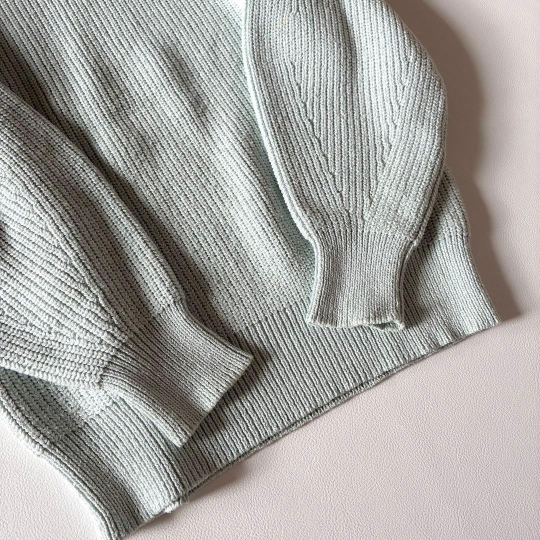 Drawer　クルーネックプルオーバーニット　7Gあぜ編み　コットンシルク