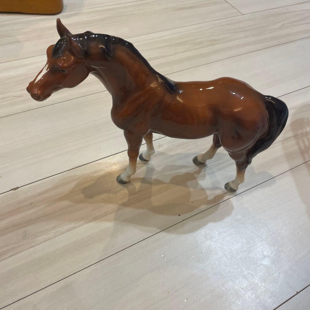 陶器製馬の置物 約25センチ　茶色