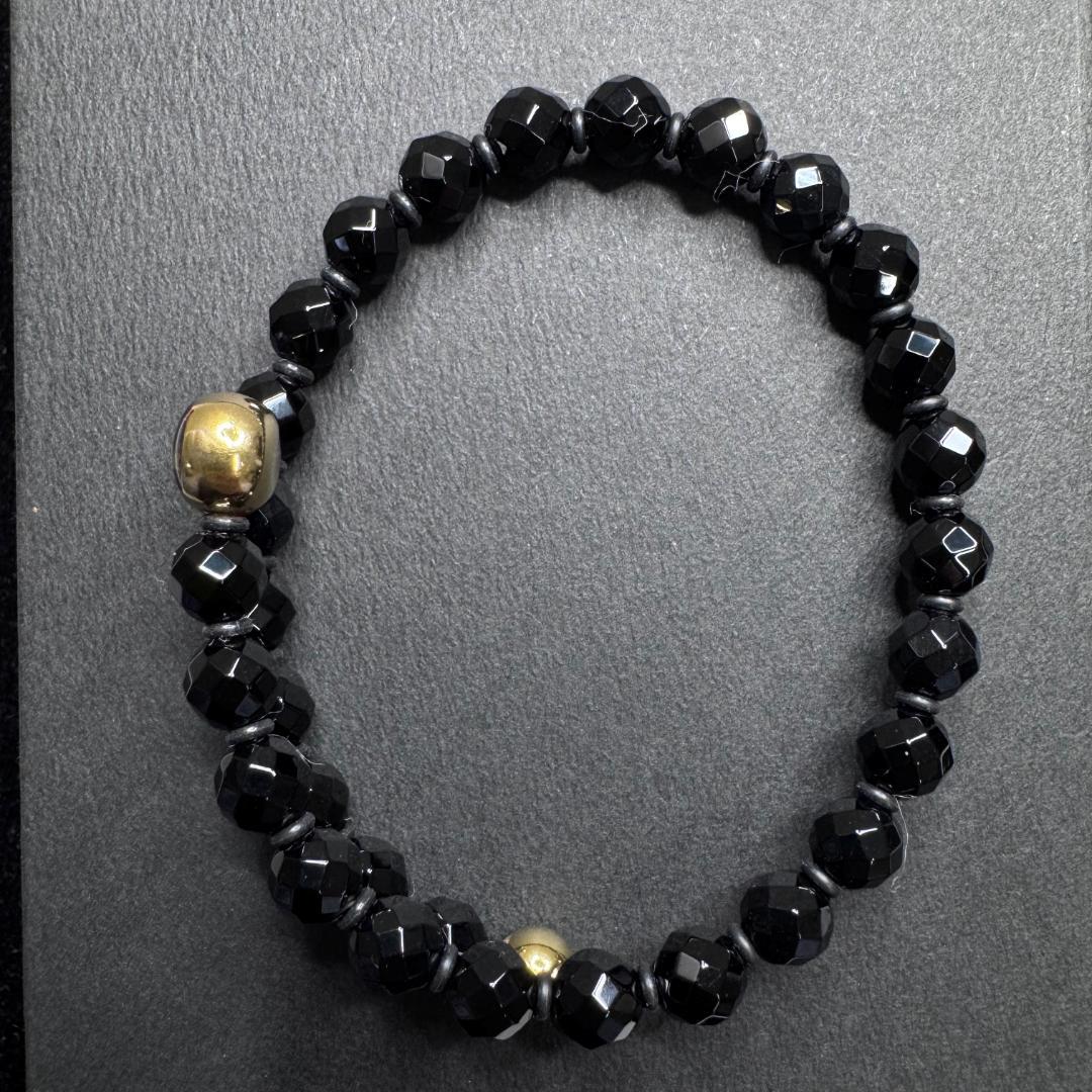 【美品】 ファイテン クリスタル ブレスレット オニキス フリーL