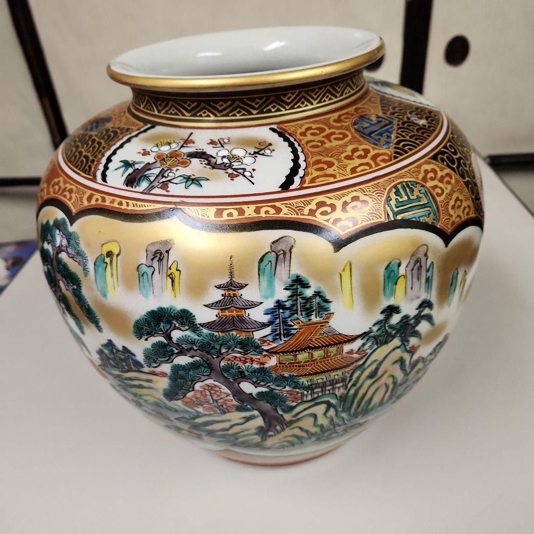 九谷焼　10号花瓶　本金花鳥　庄三風