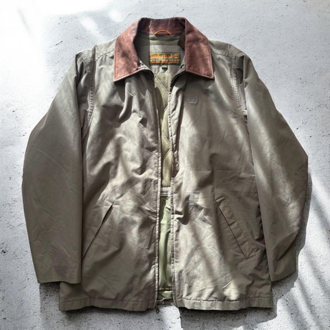 美品 00s Timberland ライナー付 襟レザー ハンティングジャケット