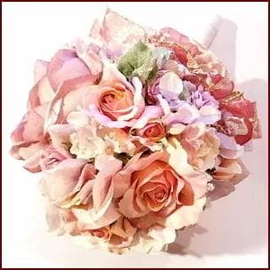 高級造花 アーティフィシャルフラワー ピンクオレンジブーケ