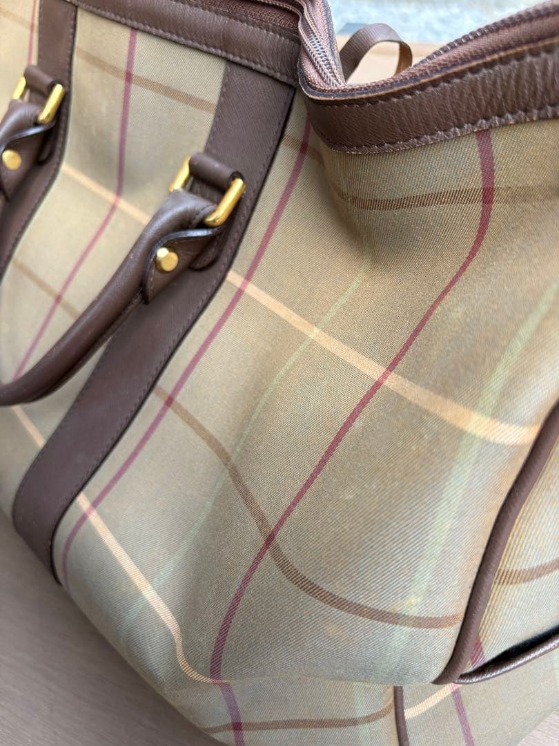 希少　Burberrys バーバリー ボストンバッグ　タグ鍵付　チェック　玉虫色