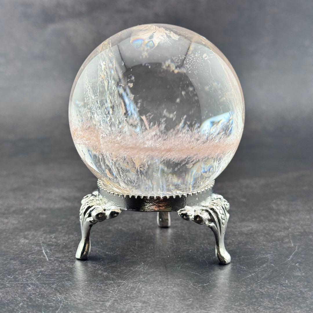 M-43ピンクアゼツライト丸玉　ピンク層状スフィア　ピンククォーツ65.5mm