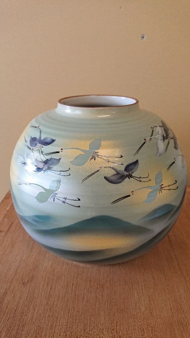 九谷焼 鶴 花瓶 陶器 焼き物