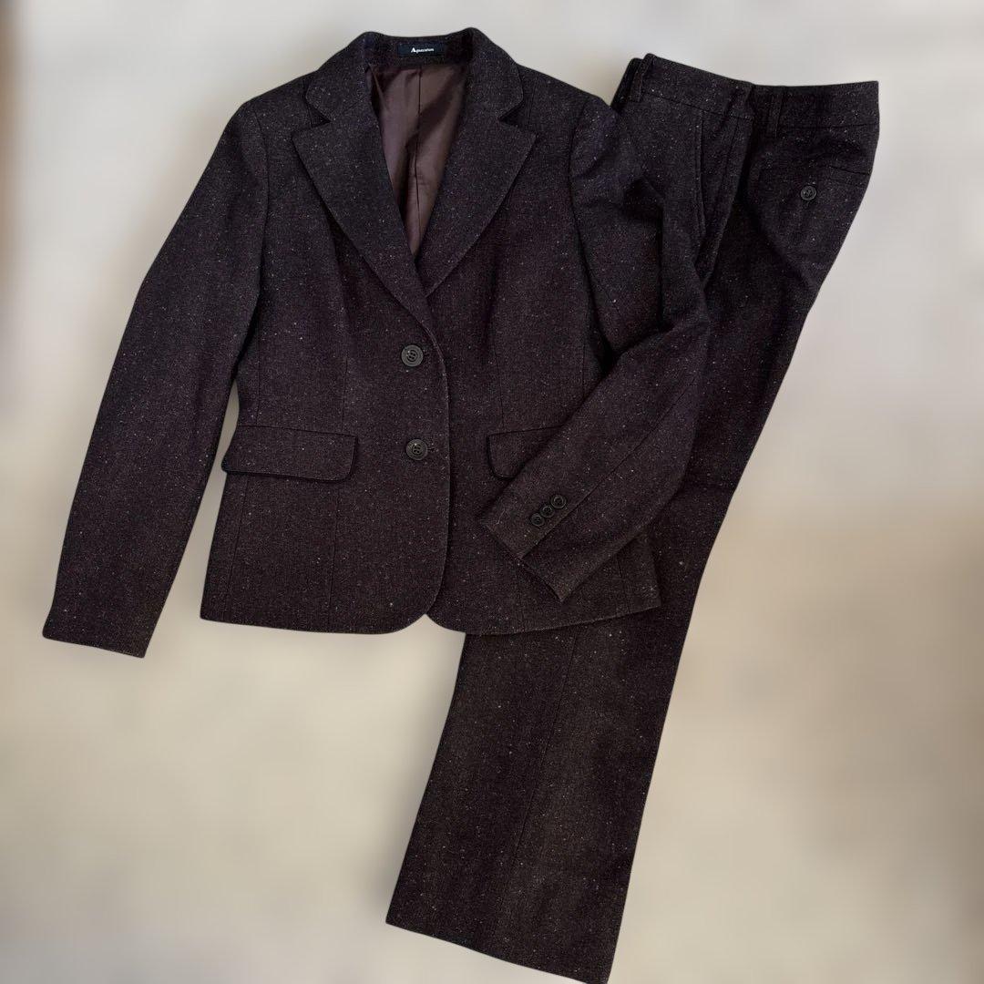 【美品】AQUASCUTUM アクアスキュータム パンツスーツ ウール 絹