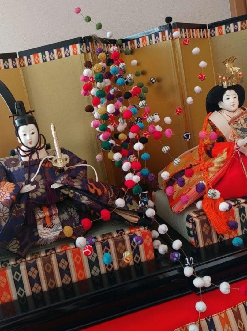 桃の節句おひなさま♪ボリュームポンポン玉飾り棒3本セット春飾り