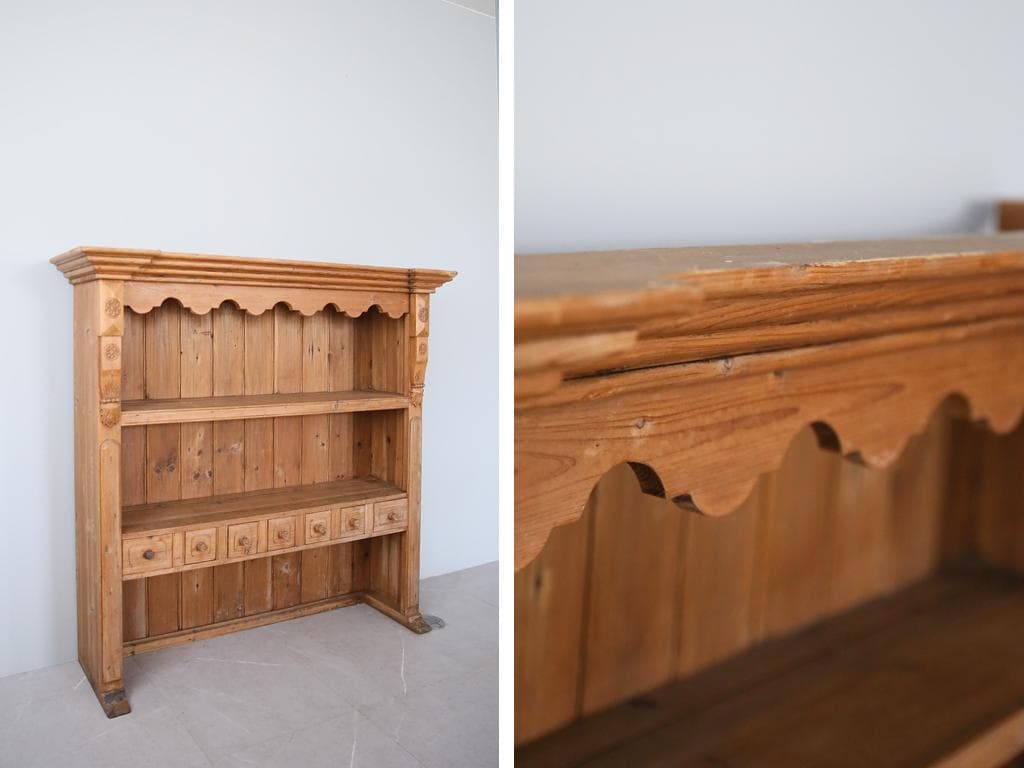 英国アンティーク木製ブックシェルフ/本棚/食器棚/飾り棚/ラック(88-81-2