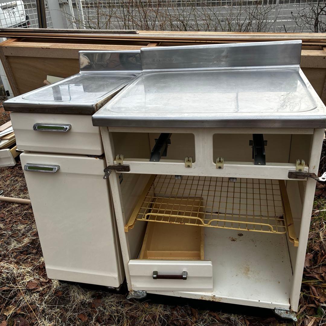 sunwave サンウェーブ　アイボリー　ホウロウ　キッチン収納