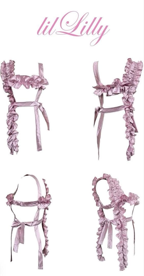 lilLilly サテンフリルハーネス リボン ピンク