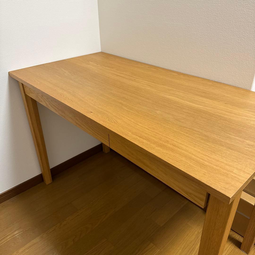 無印良品　オーク材　デスクのみ　勉強机　引き出し付き