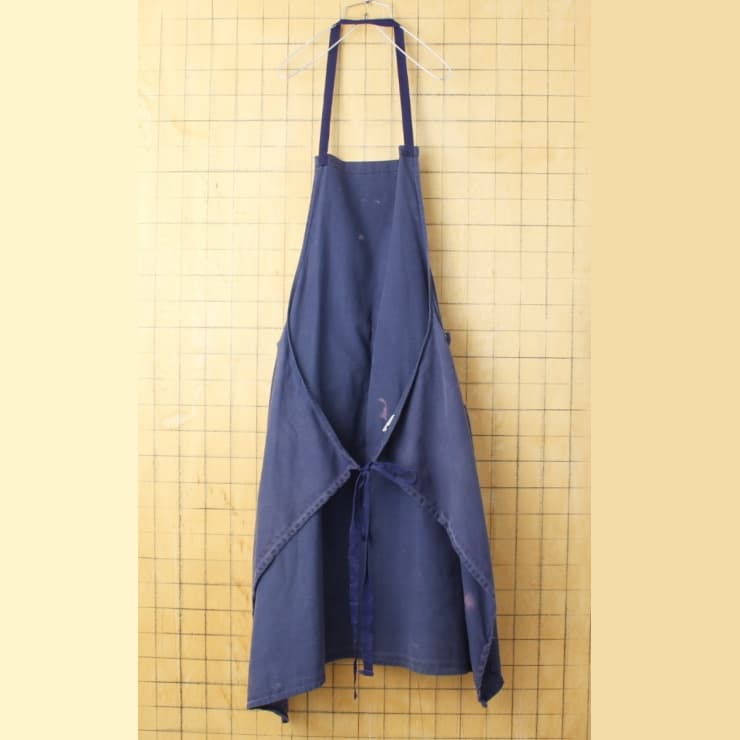 70s80s EUROオイルドコットンワークエプロン ネイビー ユーロ aw13