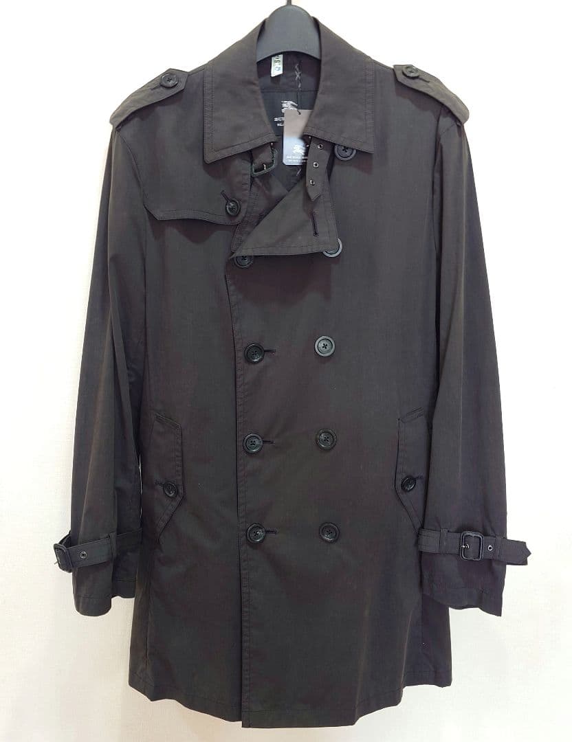 【美品】バーバリーブラックレーベル トレンチコート 黒 LL 薄手 春物