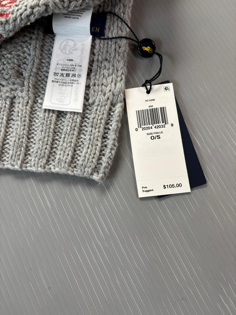 GIFTBOX入り　ポロベア新品　ラルフローレン　マフラー　ポロベア　編み