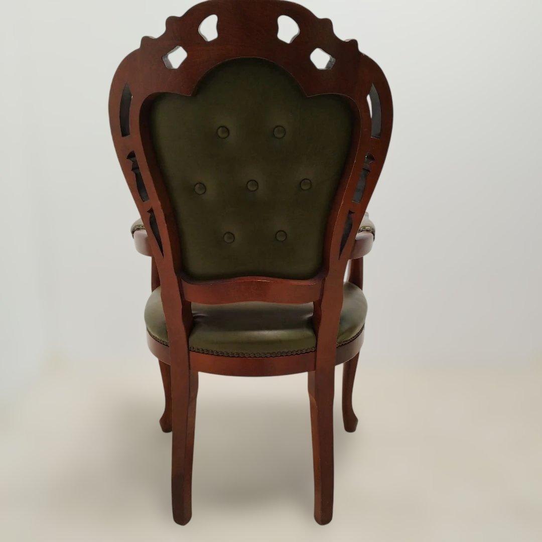 【引取り歓迎】アームチェア ヨーロピアン 肘付きチェア 革張り 猫脚 椅子