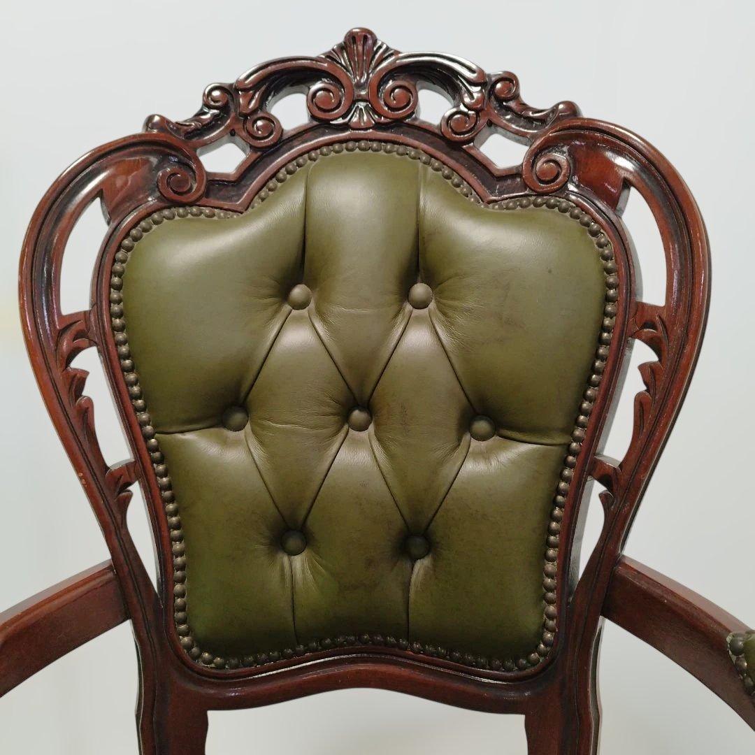 【引取り歓迎】アームチェア ヨーロピアン 肘付きチェア 革張り 猫脚 椅子