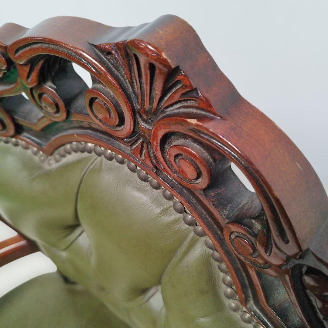 【引取り歓迎】アームチェア ヨーロピアン 肘付きチェア 革張り 猫脚 椅子