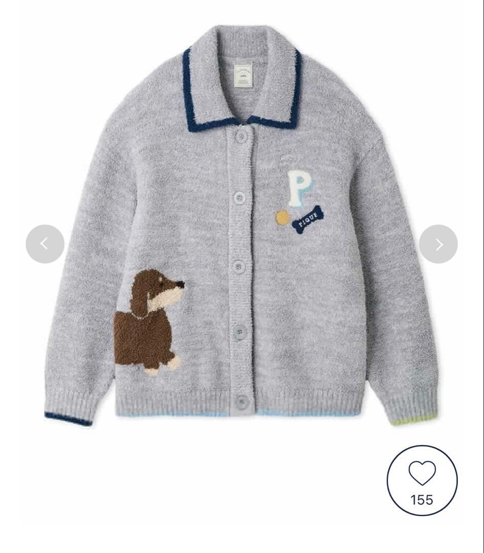 ジェラピケ ジェラートピケ ベビモコダックスフンドジャガードカーディガン フリー