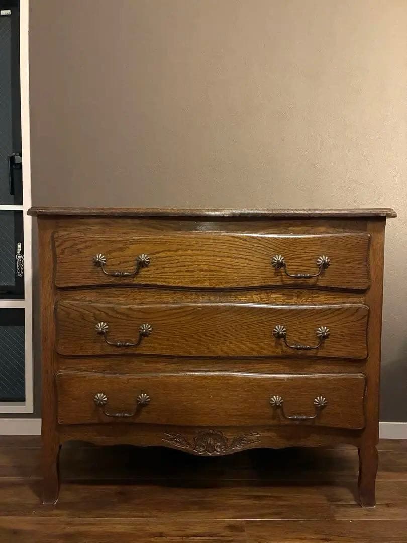 アンティーク猫脚3段チェスト/フランス輸入/ドロワー/飾り棚