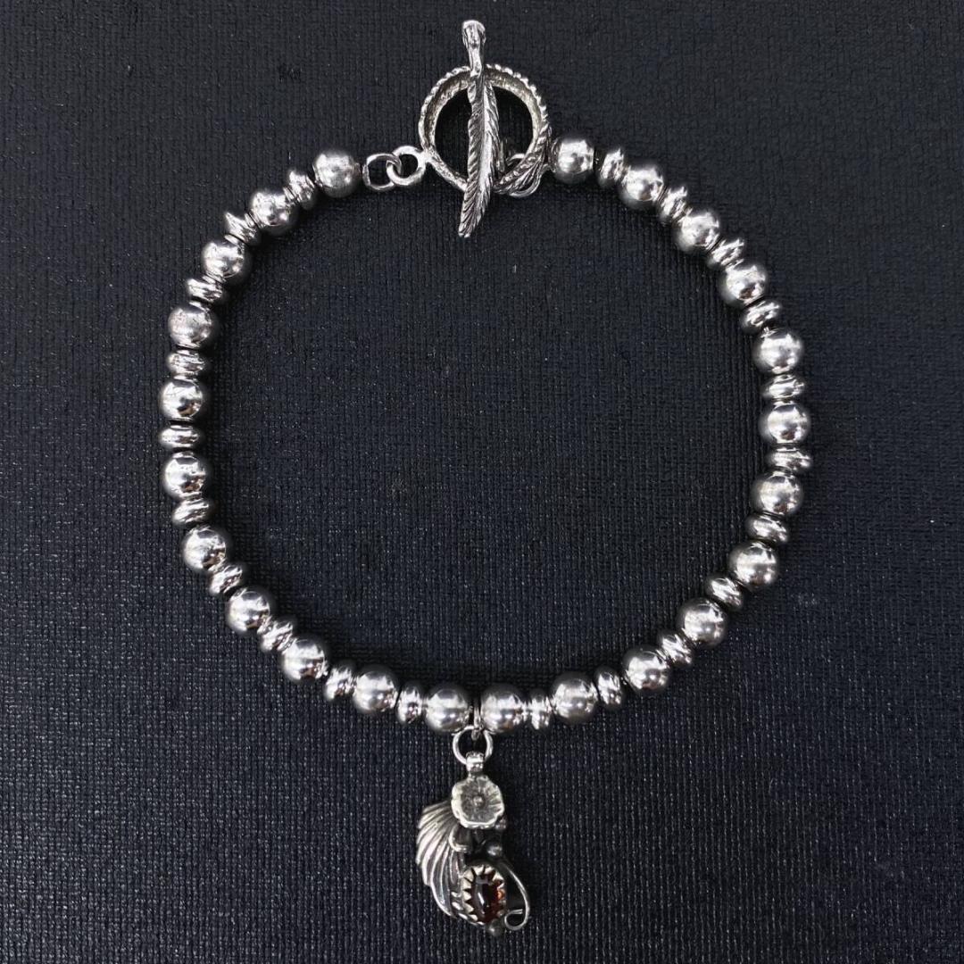 SAAD NAVAJO シルバー 925 リーフ フェザー ビーズ ブレスレット