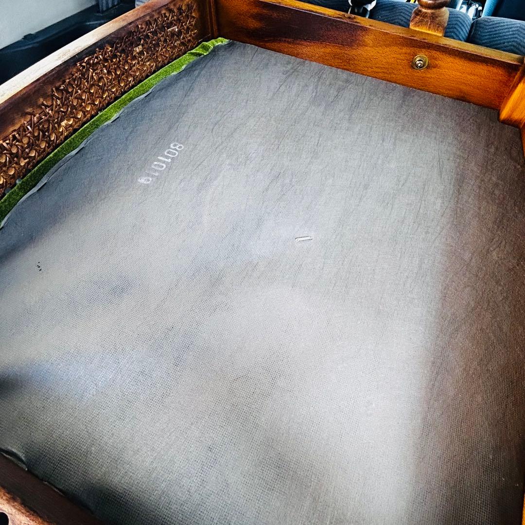 【美品】オールド カリモク / ラタンチェア / モケットグリーン ❷