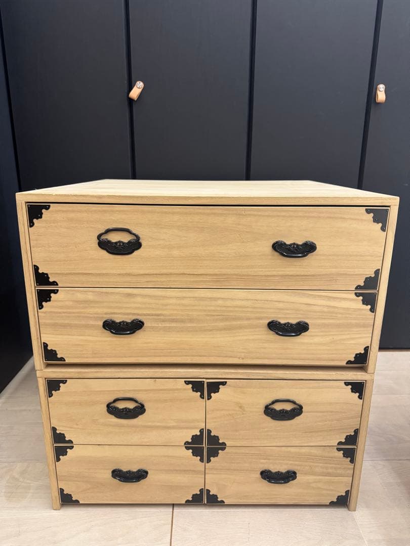 和風木製チェスト 4段　桐タンス