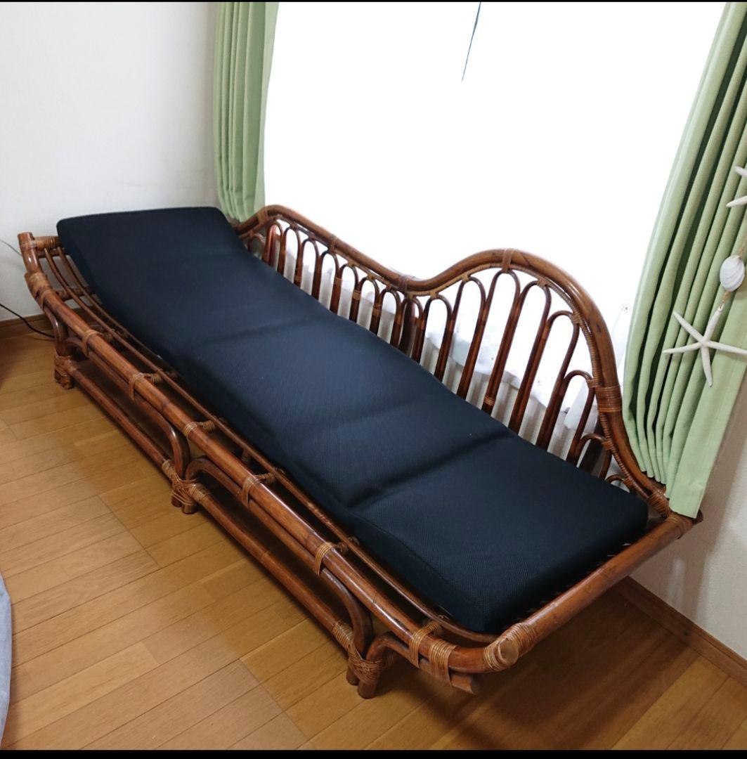 【価格調整済み・早い者勝ち】ラタン ソファーベッド 籐製｜丈夫・大型｜送料込み