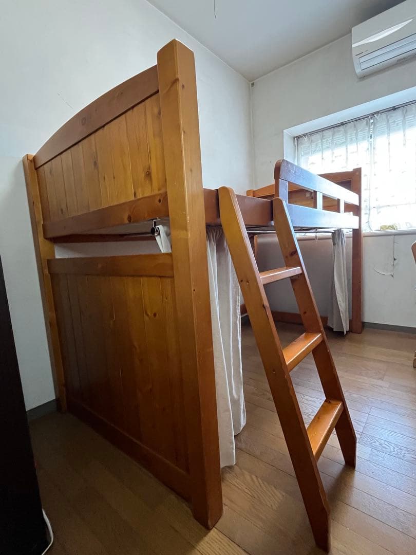 【引き取り限定】木製パイン材宮付ロフトタイプベッド