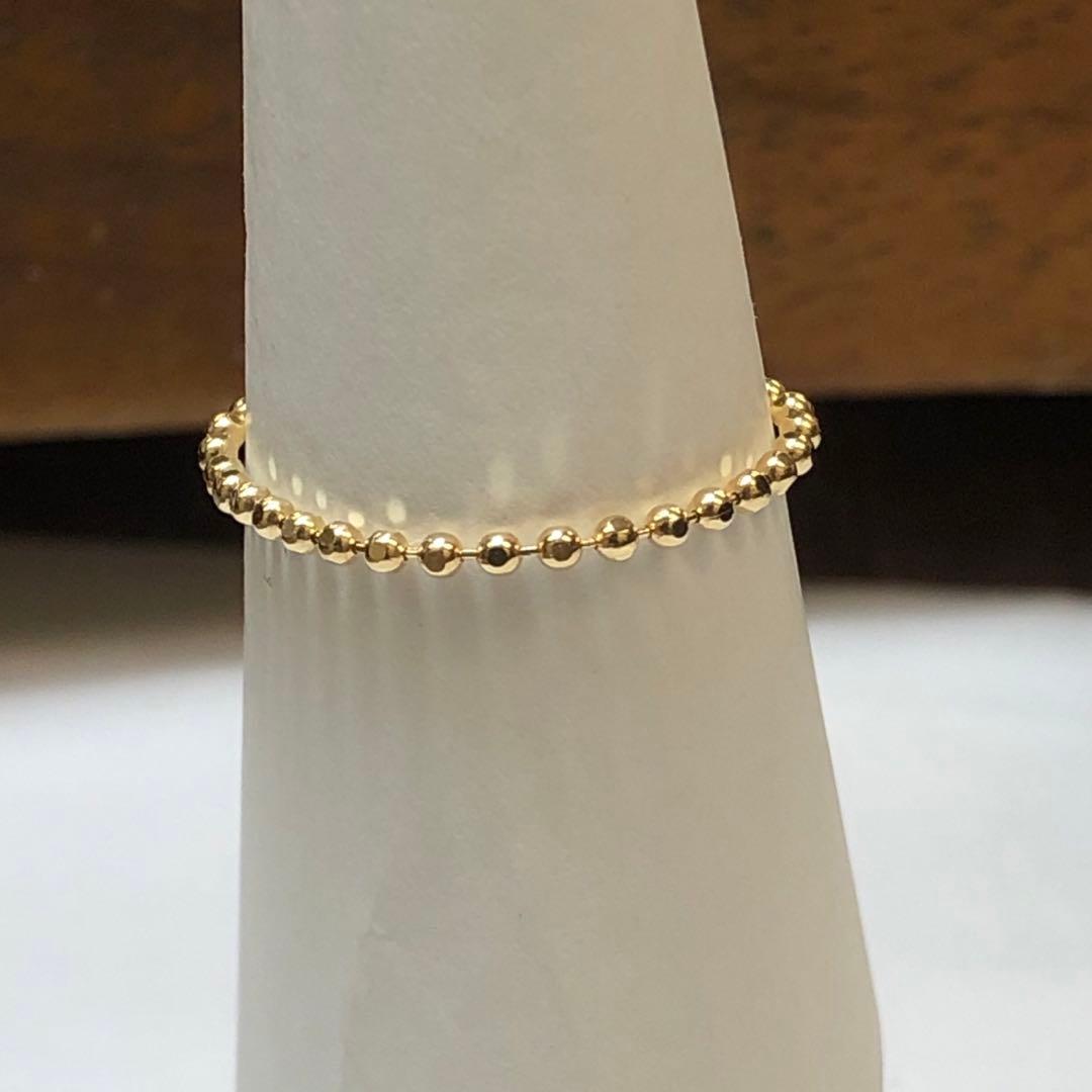 K18 1.5mmカットボール　チェーンリング 18金 イエローゴールド