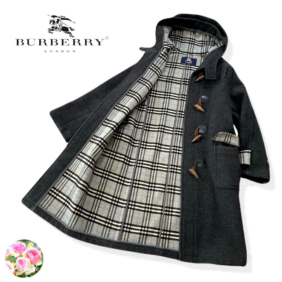 【美品】バーバリーロンドン ダッフルコート ブルーノバチェック チャコールグレー