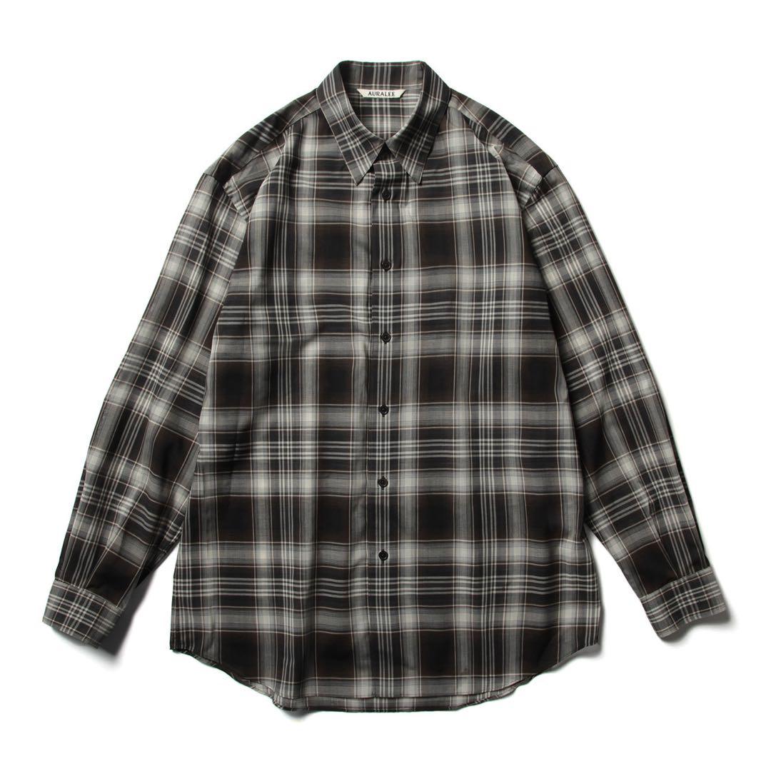 トップス AURALEE WOOL RECYCLED POLYESTER SHIRTS