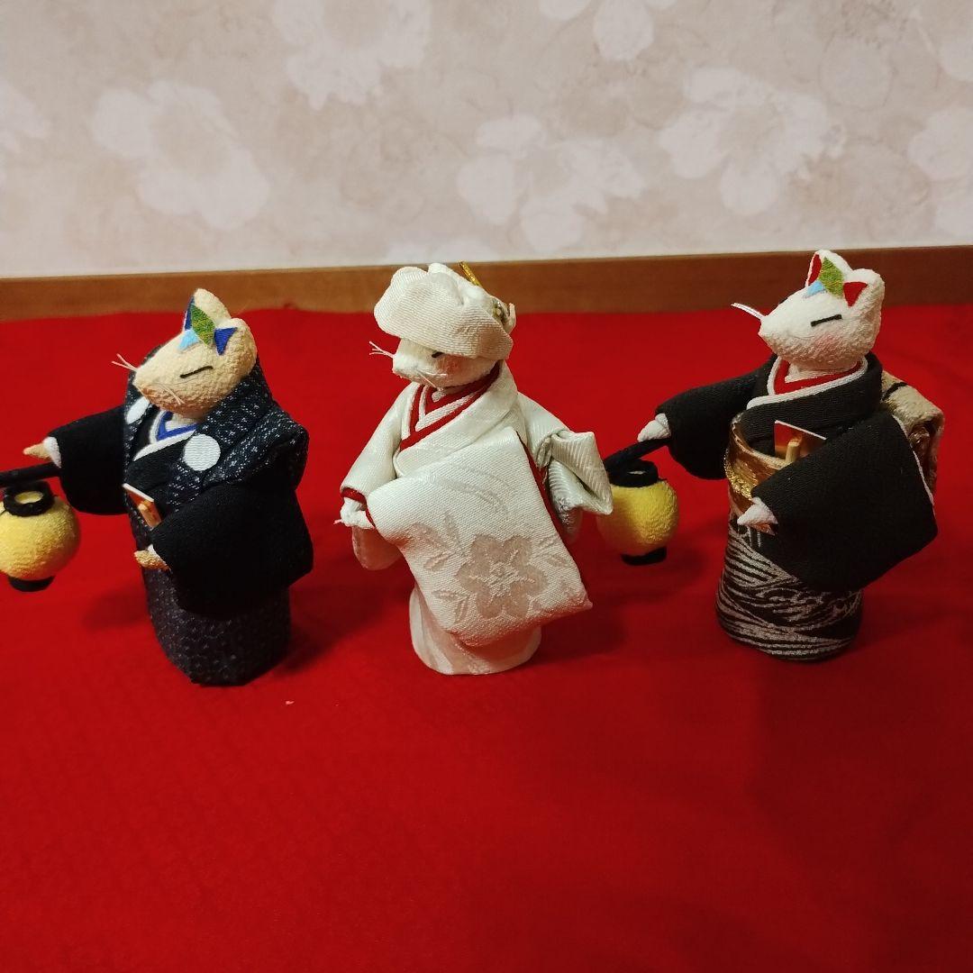 狐の嫁入り（6匹）縮緬細工・古布・ハンドメイド・置物