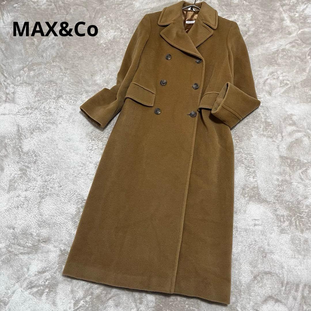 ヒツジツキ　マックスマーラ　ウール　カシミヤ混　ロング　ダブルコート