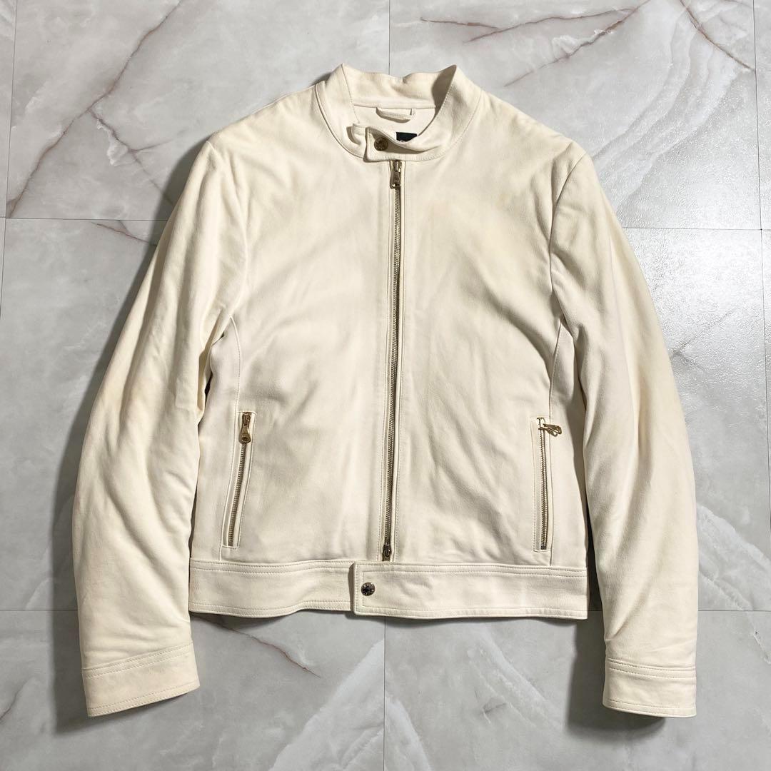 B15938 エンメティ アンドレア ゴートスキン中綿ライダース 白48