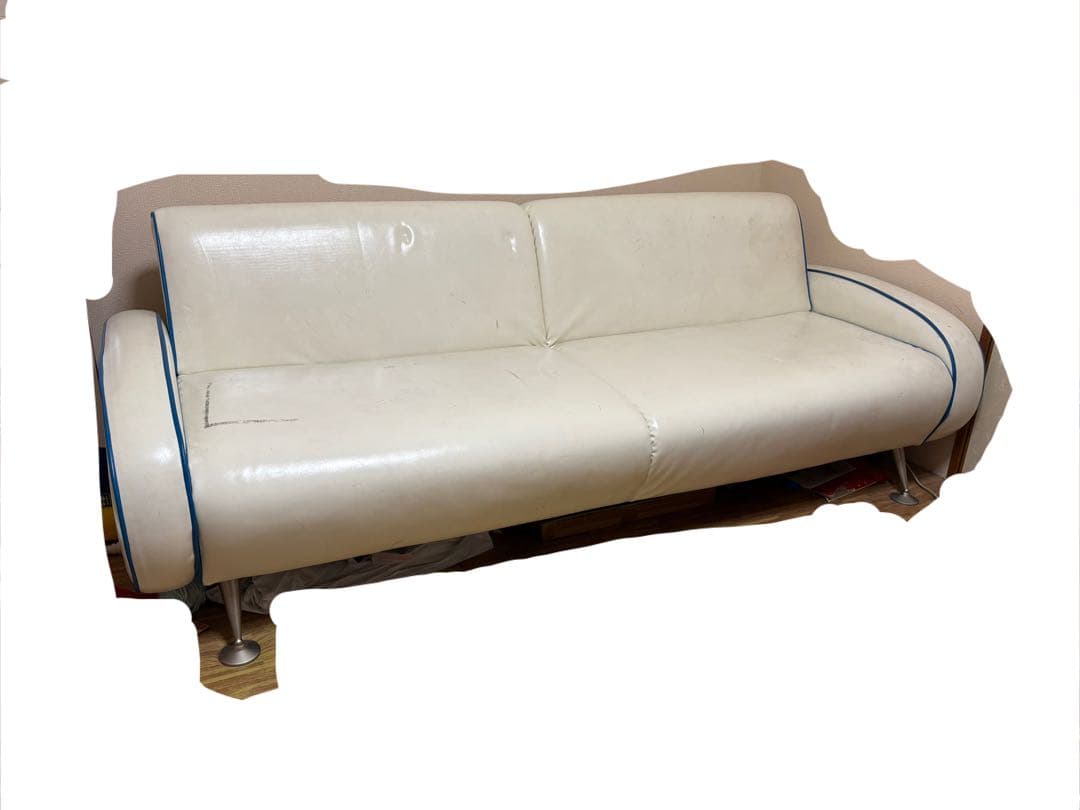 ホワイト合成皮革ソファベッド