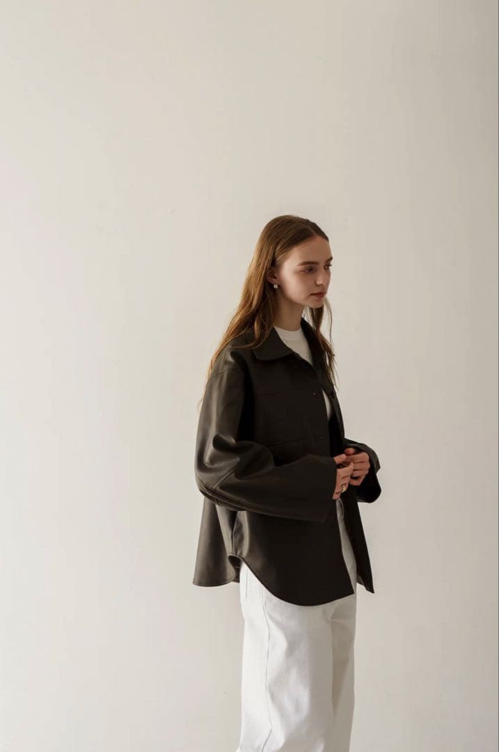 regleem エコレザーシャツジャケット ダークブラウン　リグリーム