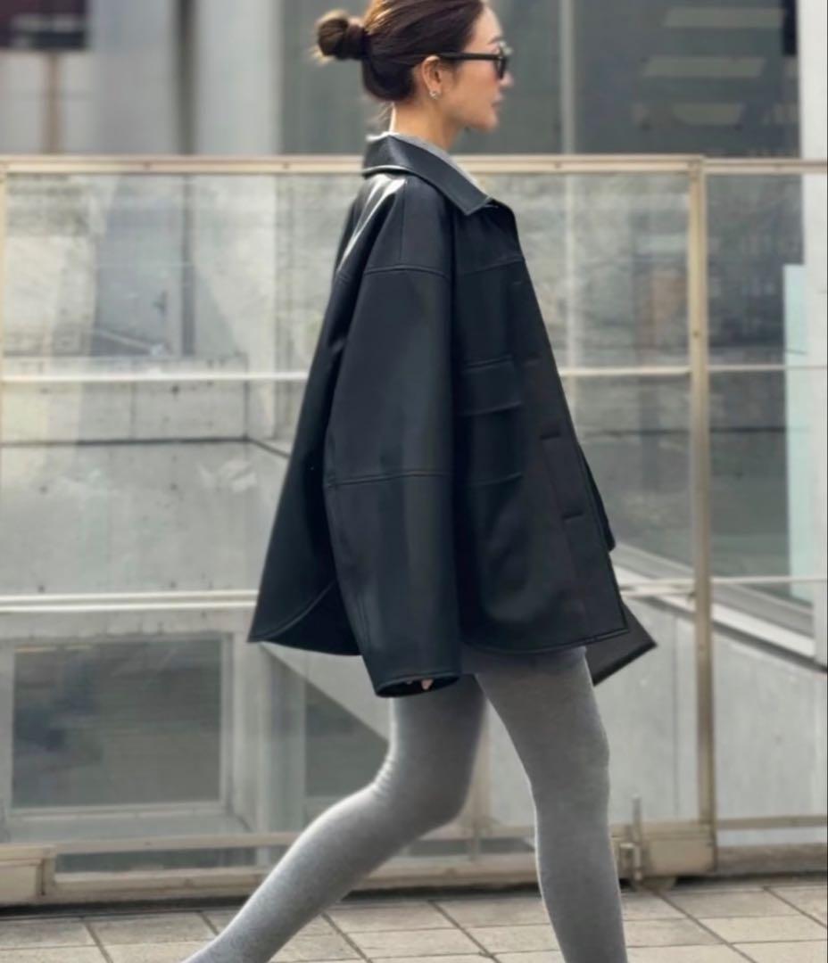 regleem エコレザーシャツジャケット ダークブラウン　リグリーム