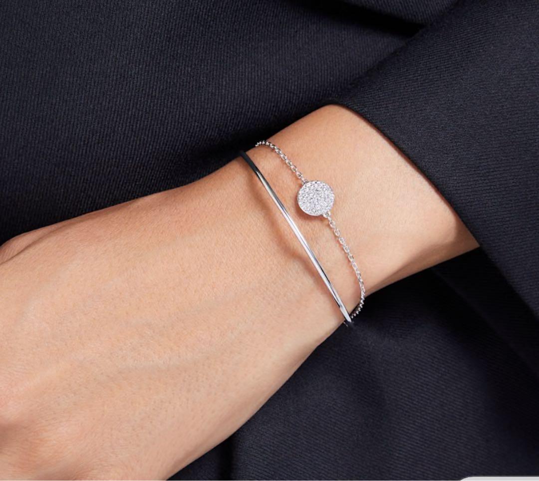 SWAROVSKI Sublima バングルホワイト, ロジウム・プレーティング