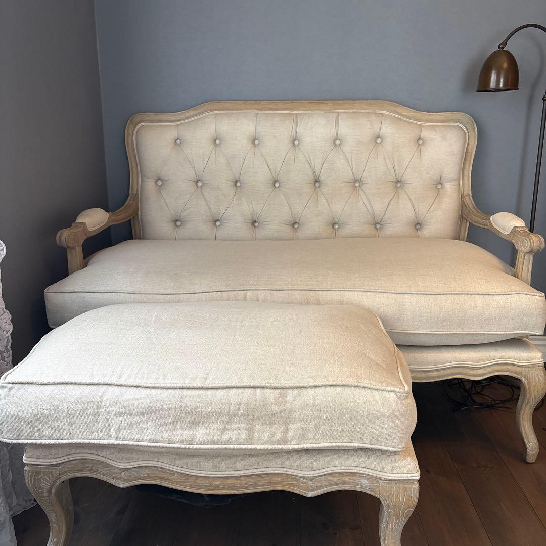 サラグレースリネンソファーオットマンのみ