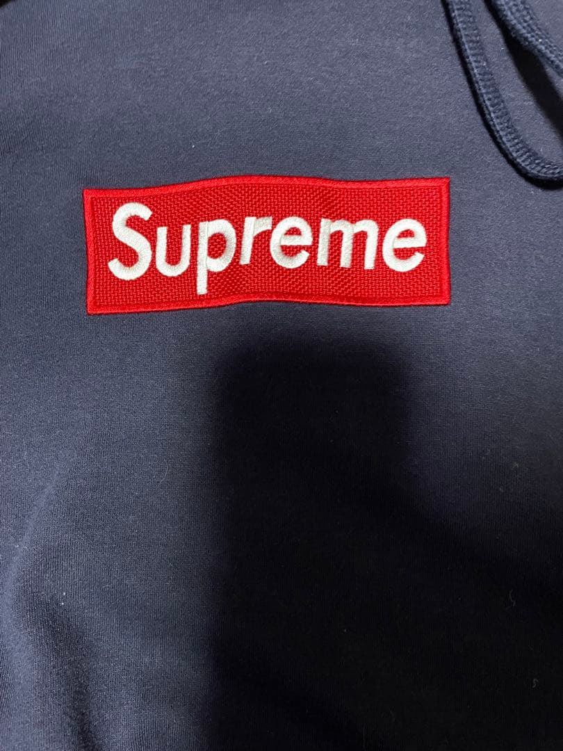 Supreme ボックスロゴ パーカー ネイビー