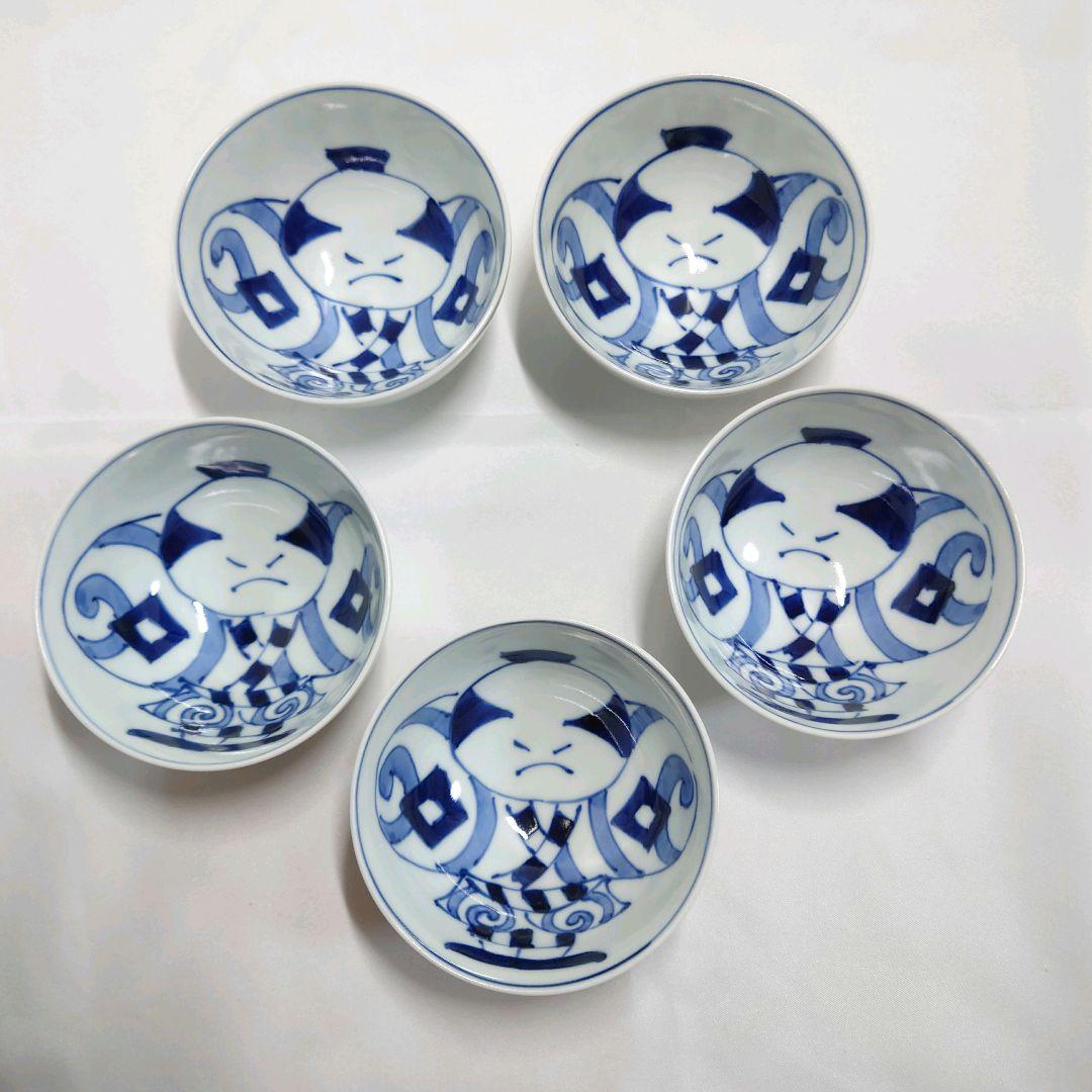 青花　しん窯　奴だこ　飯茶碗　5個