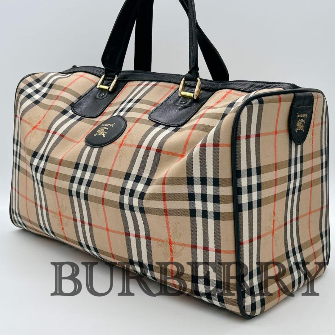 希少 バーバリー ボストンバッグ ノバチェック ホースロゴ シャドーホース
